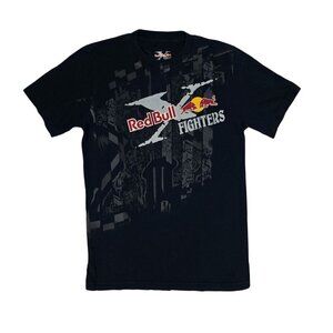 Red Bull X-Fighters Graphic T-Shirt Small Black Cotton Crewneck Tee